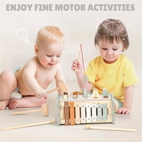 Joyreal Wooden Toys for 1 Year Olds - Tap Toy with Xylophone and Fishing Game - Educational Toddler Activity for Kids 12 Months , Christmas Birthday Gift