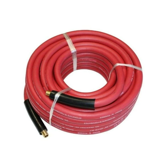 Interstate Pneumatics 1/2 In. X 50 Ft. 300 Psi Red Rubber Air Hose With 3/8 In. Mnpt
