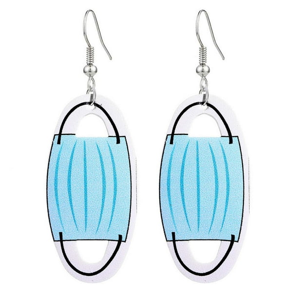 Pendientes para mujer, regalos para mujer, pendientes de moda con diseño de mascarilla de papel higiénico, impresión a doble cara, joyería de cuero, pendientes de moda.