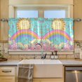 thumbnail image 2 of Yayeee Kitchen Curtains Tier Set of 2 Light Filtering 57"x36" Over Sink Window Panels, Retro Blue Rainbow, 2 of 7
