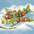 thumbnail image 2 of CafePress - Vintage Christmas, Santa Flying - Snowflake Ornament, 2 of 3