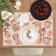 thumbnail image 5 of 4pcs Spring Summer Peach Placemats Table Mats Durable Washable Rustic Linen Vintage Placemats for Home Dinner Party Camping Wedding Table Decoration 12 x 18 Inch, 5 of 6