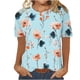 thumbnail image 1 of Blusas para las Mujeres Casual Impreso Cuello Redondo Manga Corta Camiseta Top, Tops Cortos para las Mujeres Primavera Verano, 1 of 8