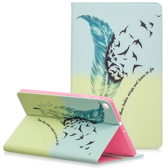 Galaxy Tab A 10.1 2019 Case SM-T510 T515, Allytech Premium PU Leather Slim Fit Folio Stand Soft TPU Back Cover for Samsung Galaxy Tab A 10.1 Inch 2019 Released, Feather