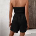 thumbnail image 2 of Valcatch Women's Casual Off Shoulder Solid Color Shirred Strapless Belted Wide Leg Short Jumpsuit Romper 2024, 2 of 7