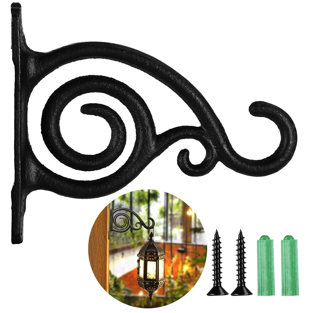 Bird feeders 2 Black Metal Plant Hooks for Wall Decoration Plant Hooks for Hanging Lanterns Flower Baskets Indoor and Outdoor 6 inches Home Decoration 