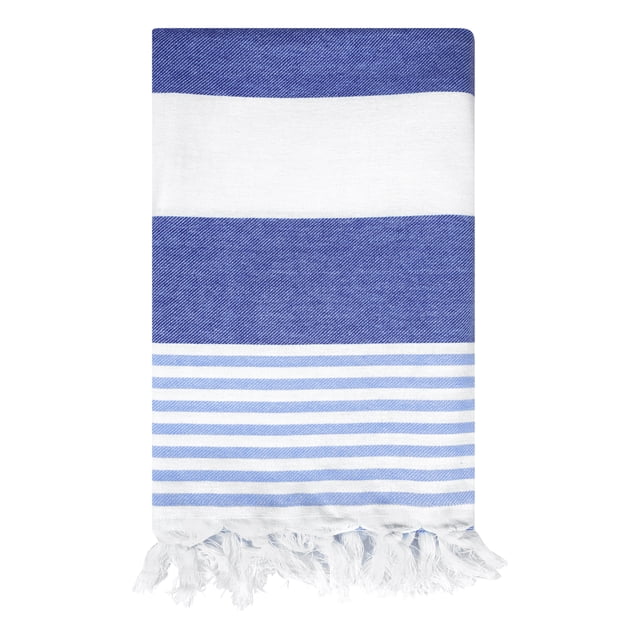 Toallas de cara de algodón tejido REGALWOVEN, toallas de cara a rayas, toallas altamente absorbentes, azules