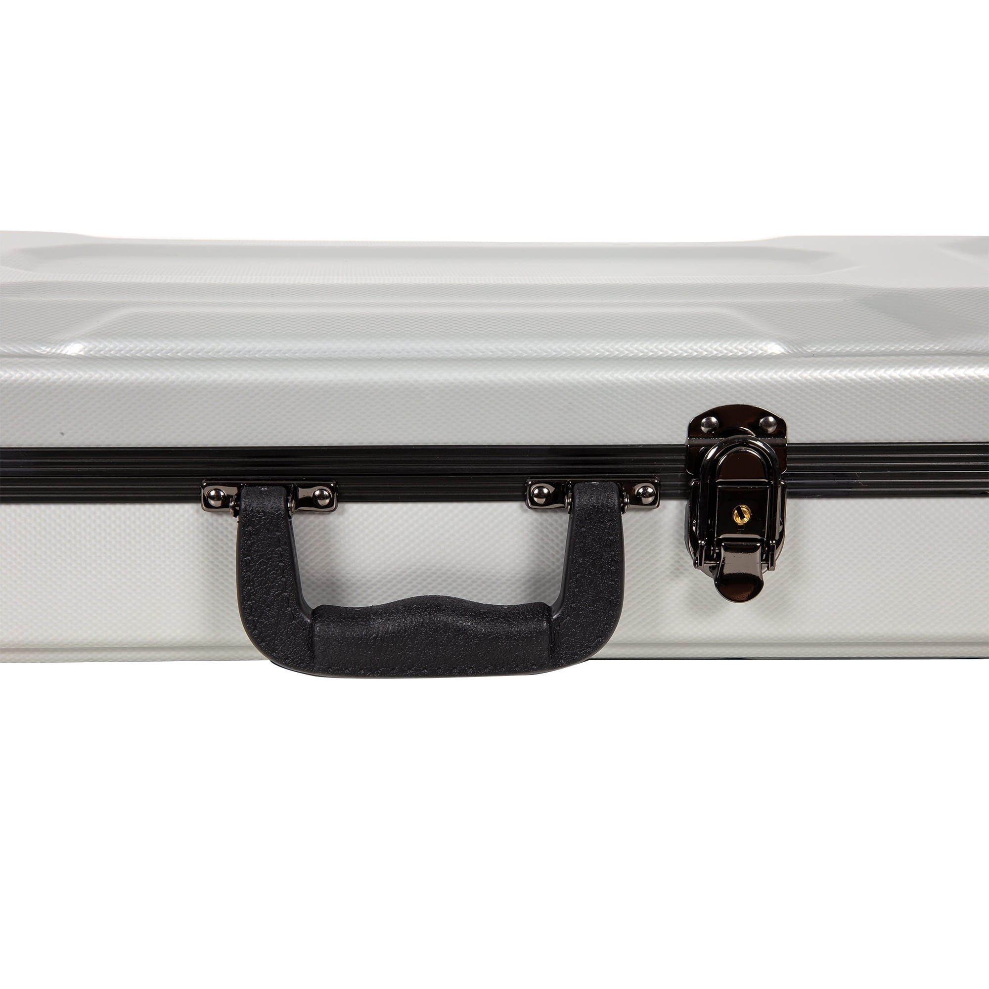 Crossrock Oblong Case fits 4/4 Full-Size Violin, Includes Interior Compartment, 2 Bow Holders, Security Lock, and Detachable Straps-Silver