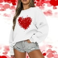 thumbnail image 3 of ZyeKqe Valentines Sweatshirt Women Fleece Lined Crewneck Loose Comfy Pullover Casual Graphic Printed Long Sleeve Tops, 3 of 6