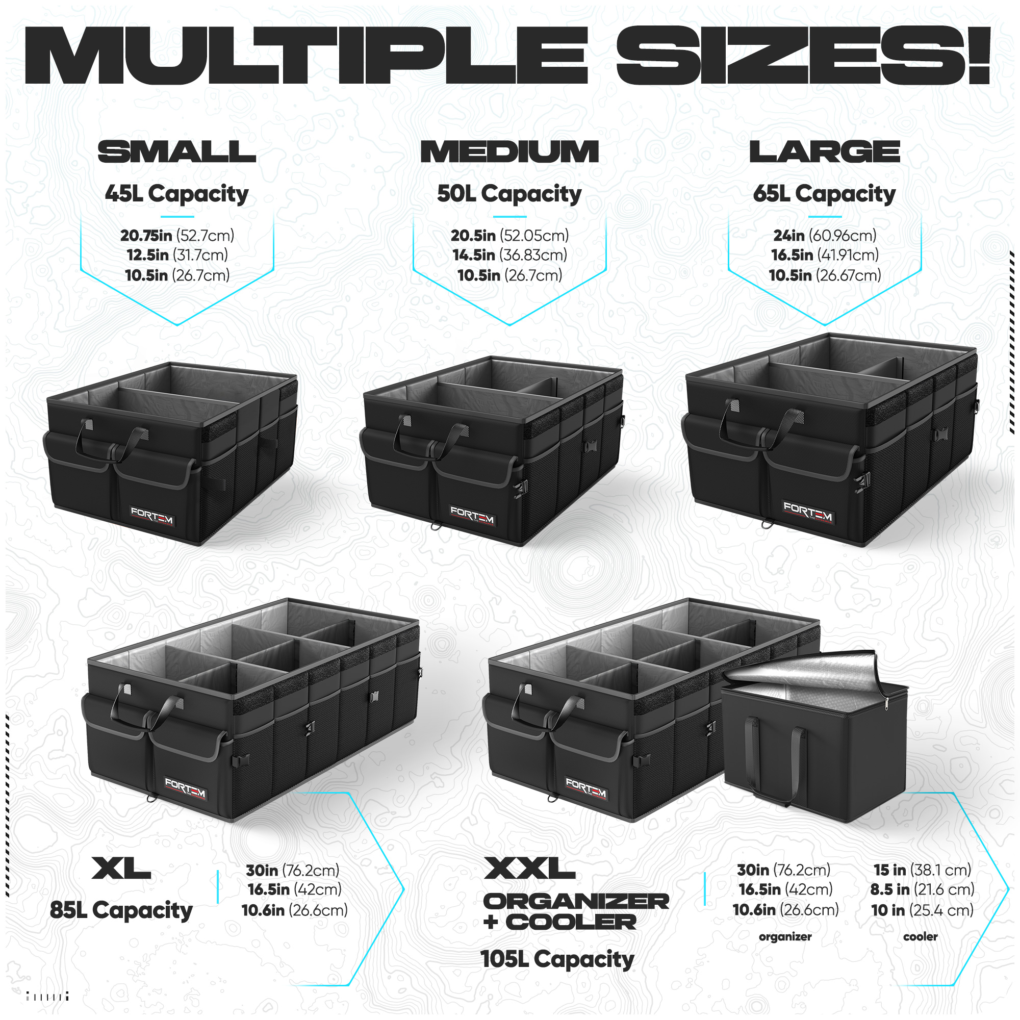 FORTEM Car Trunk Organizer, Collapsible 65L Storage photo 4