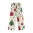 thumbnail image 5 of WTOBBY Women's Cozy Plush Christmas Pattern Pajama Pants - Holiday Themed Sleepwear with Soft Fleece Lining for Winter Home Lounge and Relaxation - Comfortable Fit,Beige L, 5 of 5