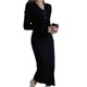 thumbnail image 1 of Sonducket Vestido suéter elegante con costuras finas, cintura adelgazante, vestidos de manga de tela transpirable, oficial para mujer Vestidos Negro METRO, 1 of 6