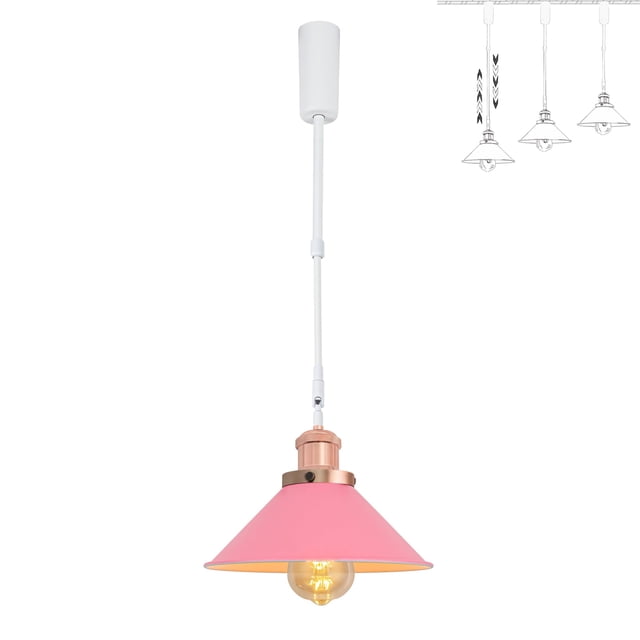 FSLiving Lampe de Piste Réglable en Hauteur Type J Rétractable avec Tige Télescopique Lampe Réglable Gimbale-Post Juno Lampe de Couverture DIY, Rose - 1 Lumière