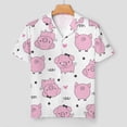 thumbnail image 3 of PRIYAL Ensemble de Pyjama en Soie Mignon Cochon Rose pour Femmes Manches Courtes Ensemble de Détente 2 Pcs, 3 of 6
