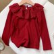 thumbnail image 1 of Blusa de primavera para niños, camisa básica con dobladillo con volantes y cuello de muñeca para niñas, camiseta de manga larga, ropa para niños con capa interior de moda, 1 of 6