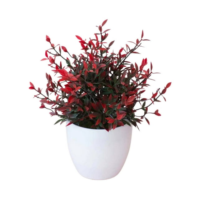 JJKBVCLO 17 Leaf Green Ice In Faux Greenery For Home Desk Realistic Potted For Indoor