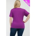 thumbnail image 5 of Saronite Basics Short Sleeve Round Neck Soft Classic T-shirt Top, Dahlia (Women's Plus), 5 of 5