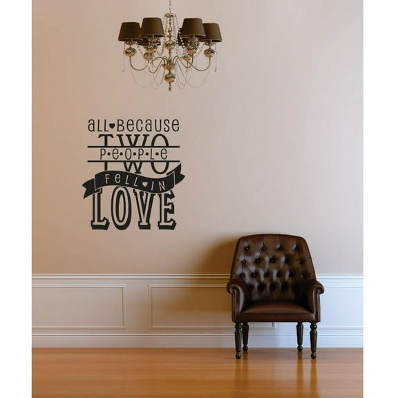 Custom Designs All Because Two People Fell In Love Image Quote Bathroom 18 X18" -