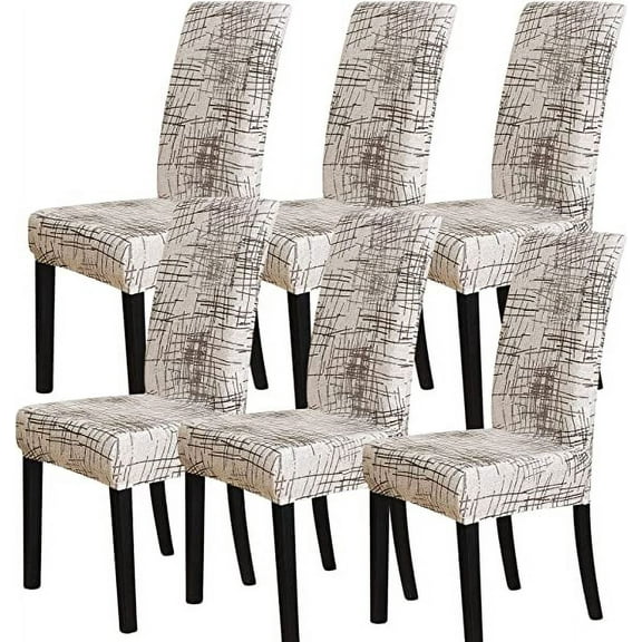 Zhuge Chair Covers for Dining Room 6 Pack Dining Kitchen Chair Cover Set of 6,Stretchable Parson Chair Covers Slipcover(6 Pack,Printed Geometric Pattern)