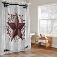 thumbnail image 4 of Rustic Barn Door Shower Curtain, Vintage Dark Black Red Star Berry Beige Wood Board Waterproof Shower Curtain Set with 12 Hooks Lightweight Bath Curtains Fabric Bathroom Decor 60x72 Inches, 4 of 9