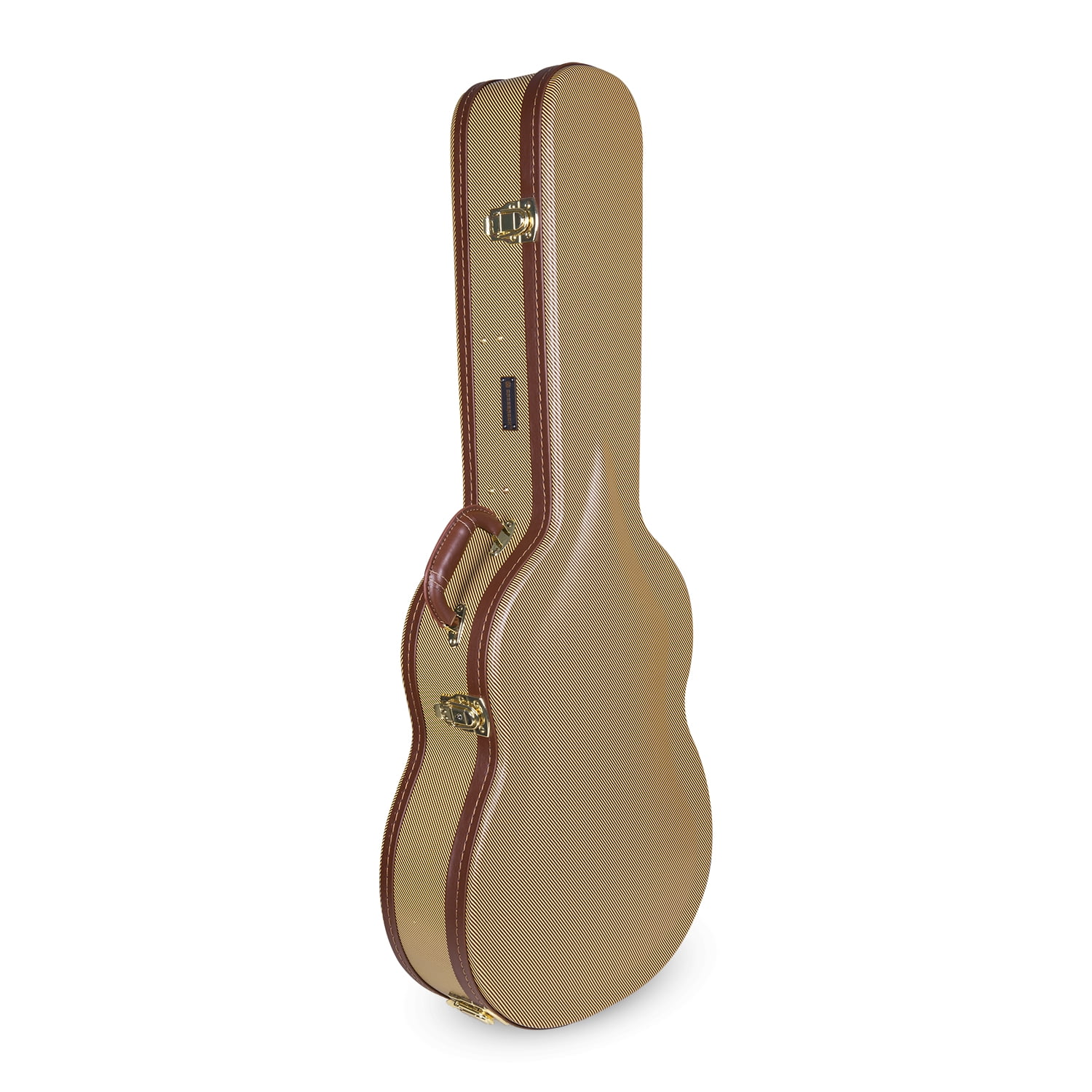 Crossrock Hard-Shell Wooden Case-Fits 4/4 Classical Nylon String Acoustic Guitars-Stainless Steel Latches, Sponge Lining, Metal Feet, Storage Space-Vinyl Tweed