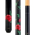 thumbnail image 1 of ASKA Black Rose 58" Pool Cue Stick - 21 oz Canadian Hard Rock Maple, 13mm Tip, Wrapless Handle, Red Rose Design, 1 of 5