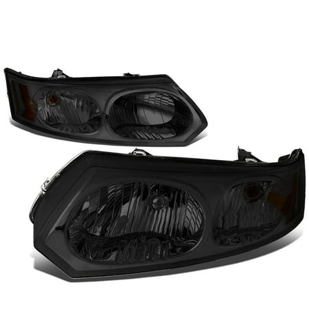 Corner Lights Lens - For 03-07 Saturn Ion Pair of Headlight Lamp (Smoked Lens Amber Corner) 03 04 05 06 07 sedan
