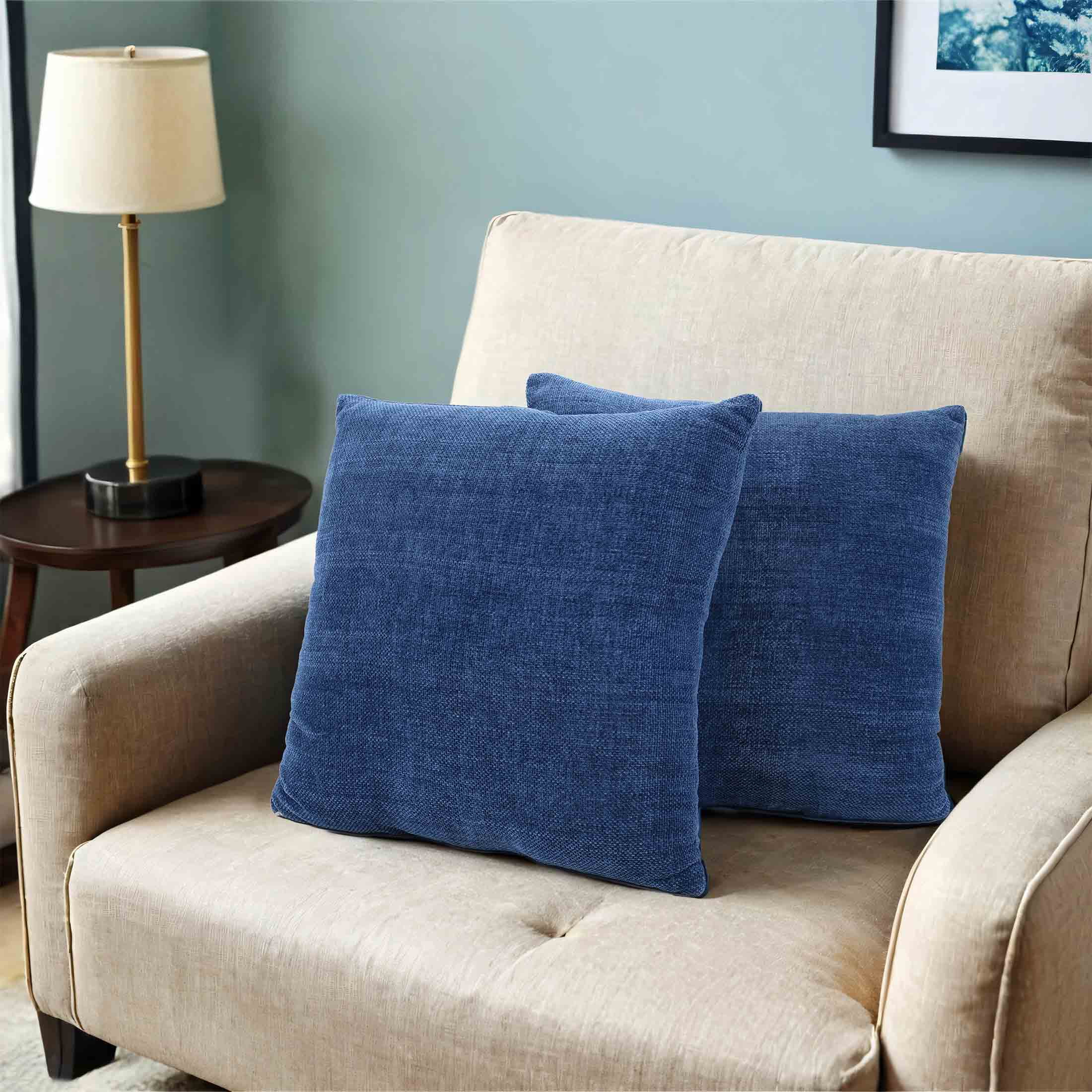Mainstays 18" x 18" Solid Chenille Navy Polyester Decorative Pillow Set (2 Count)