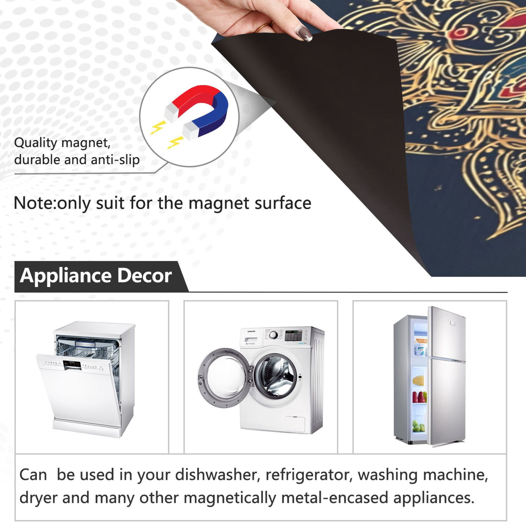 IAUYY Magnetic decorative sticker - 23x26 Inch PVC Refrigerator Decorative Cover, Removable DIY Art for Kitchen Appliances Deep Blue Presents Exquisite