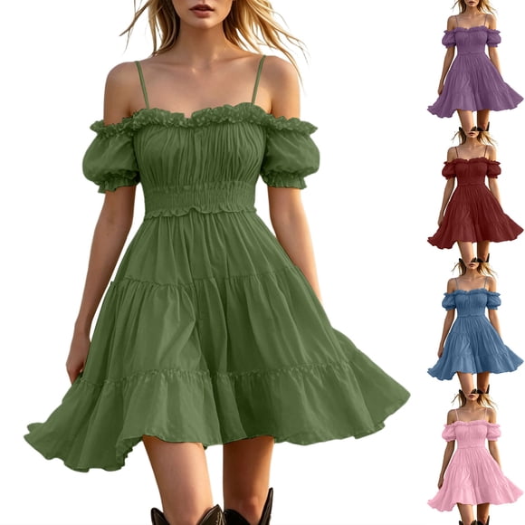 Sentmoon Spaghetti Strap Dress A Line Dress Regular Fit 2026 Summer Homecoming Dresses for Date Night and Dinner S-3XL
