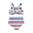 thumbnail image 2 of Aojekbee Independence Day Kids Girl Swimsuits Summer Star Print Tank Tops and Elastic Striped Shorts Set Tankini Swimwear, 2 of 9