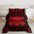 thumbnail image 2 of jejeloiu Rustic Flowers Bedding Comforter Set,Gothic Skeleton Twin Comforter Sets,Red Black Bedding Set For Boys Kids,Ultra Soft Home Decor Reversible,2-Piece, 2 of 8