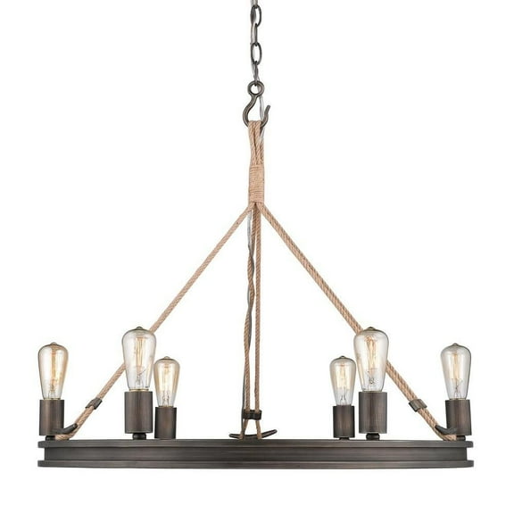 Circular Chandelier 6 Light Steel in Coastal Style 25 inches High By 26.5 inches Wide Bailey Street Home 170-Bel-2862325