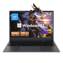 RNRUO 15.6" Laptop Computer, 32GB RAM 1TB SSD, Intel 6500Y with 2 Cores, Office 2024 FHD Display WiFi5 BT5.0 Type-C PD Long Battery Life, Windows 11 Laptop for Business, Student, Dark Gray