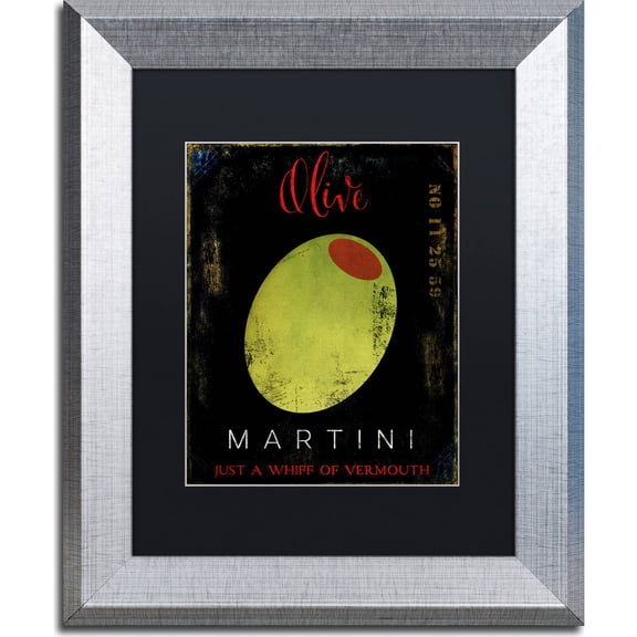 Trademark Fine Art "Olive Martini I" Canvas Art by Color Bakery, Black Matte, Silver Frame
