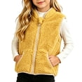 thumbnail image 2 of dazeni Girls Boys Sherpa Fleece Zip up Vest Kids 1-10 T Fuzzy Sleeveless Coat Fall Winter Warm Waistcoat Outerwear with Pockets Yellow 3-4Years, 2 of 6