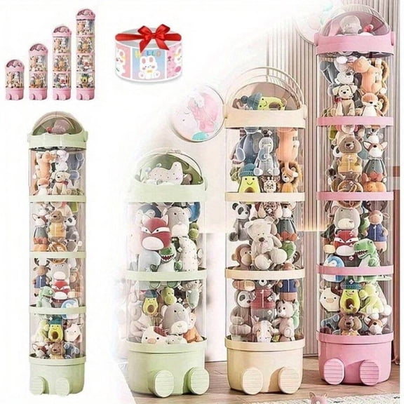 NTGFU 163cm/ 64inch Green Extra Large and Adjustable Vertical Toy Storage Tube, Stuffed Animal Storage Tube with Handle, Stuffed Animal Storage Tube, Large Stuffed Animal Storage Tube