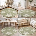 thumbnail image 4 of Round Area Rugs Collection 8 Ft, Sage Green Starfish Coastal Non-Slip Residential Carpet, Nautical Summer Ocean Abstract Art Indoor Crawling Mats Runner Rugs for Living Room/Dining Room/Bedroom, 4 of 9