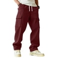 thumbnail image 3 of Lumtrix Men's Relaxed Fit Cargo Pants Baggy Straight Leg Casual Work Sweatpants with Pockets for Hiking Fishing Wine 2XL, 3 of 9