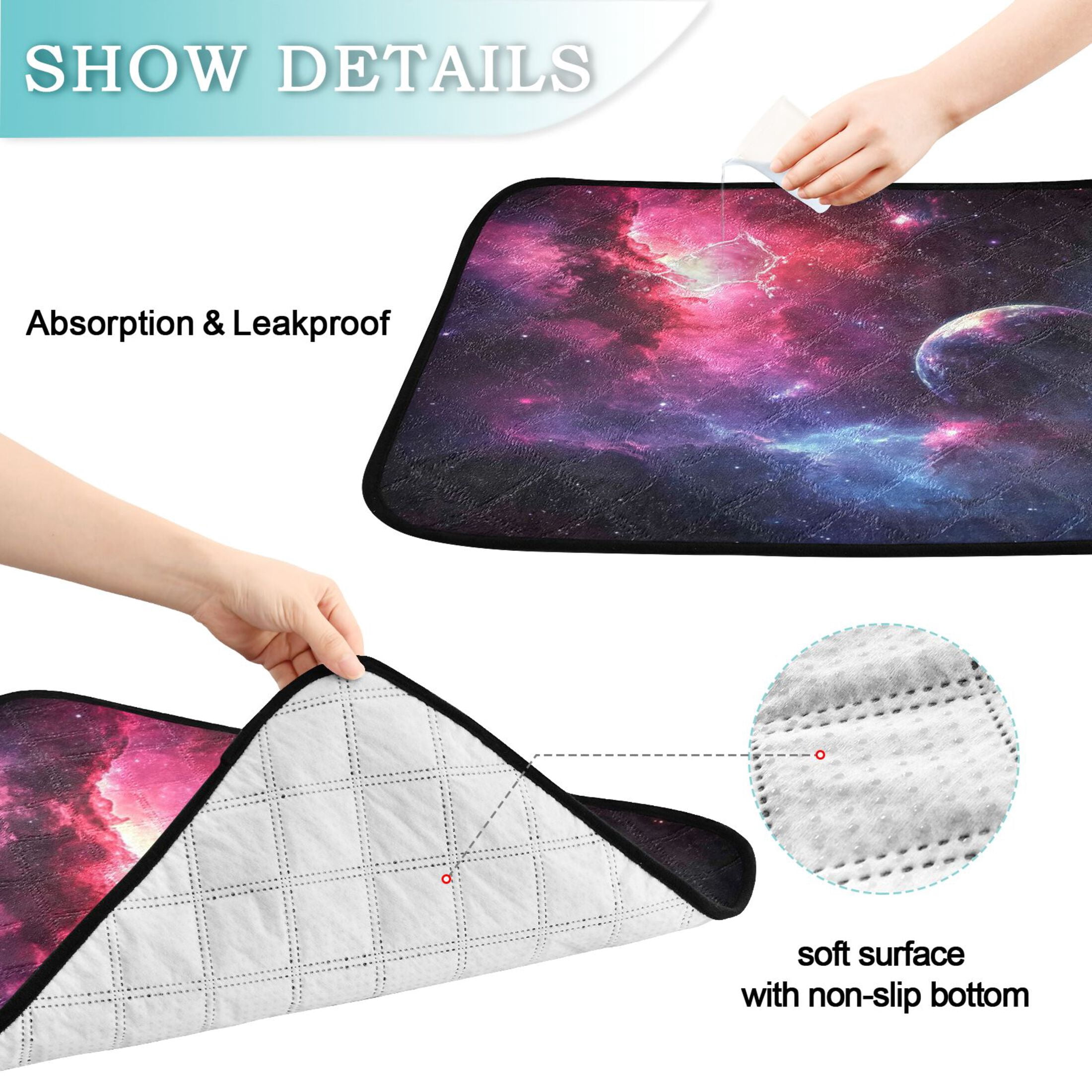 Washable Pet Pee Pads with Super Absorbent Reusable Training Pads for Dogs & Cats Vibrant Space Background