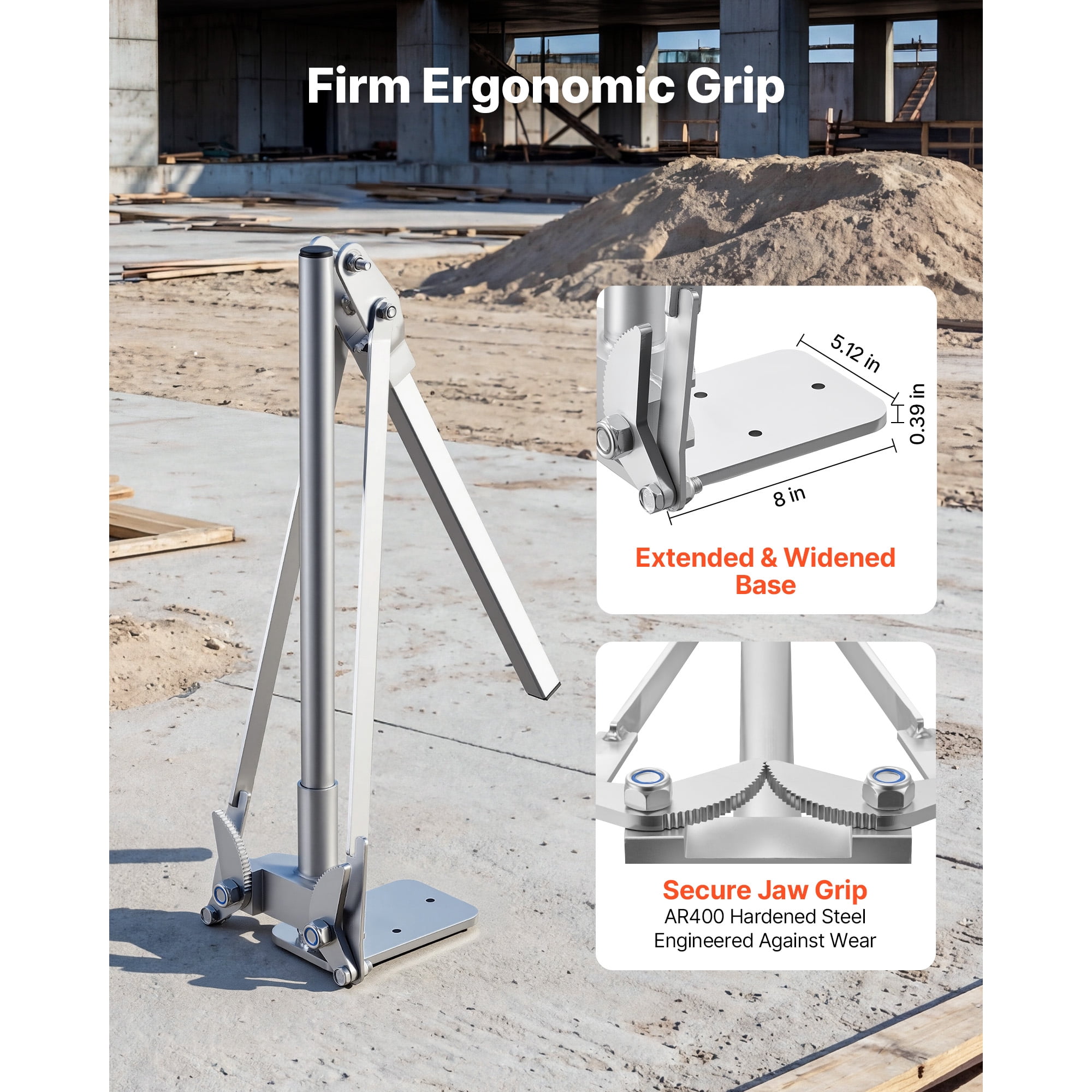 KFFKFF T Post Puller with 3.54 in Max Clamping Width, Durable Steel Jaw Grip, Powder-Coated Surface, Compact Design, Effort-Saving Tool for Removing Rebar Stakes, Wooden Stakes, and Road Signs
