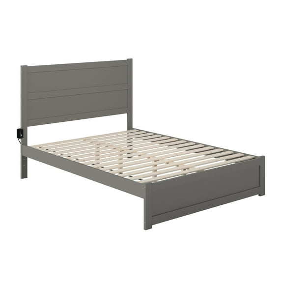 AFI NoHo Farmhouse Wood Queen Bed with Footboard and USB Charger in Gray
