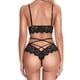 thumbnail image 4 of Conjunto de lencería para mujer Conjunto de sujetador y bragas de encaje Ropa interior de encaje con cordones (Negro)   JM, 4 of 5