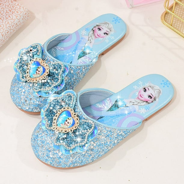 Zapatillas de elsa de dibujos animados de Disney zapatos de princesa bonitos para ninas y bebes sandalias Baotou para ninos zapatos informales zapatillas de verano de Frozen 32 plantillas de 20cm Gao