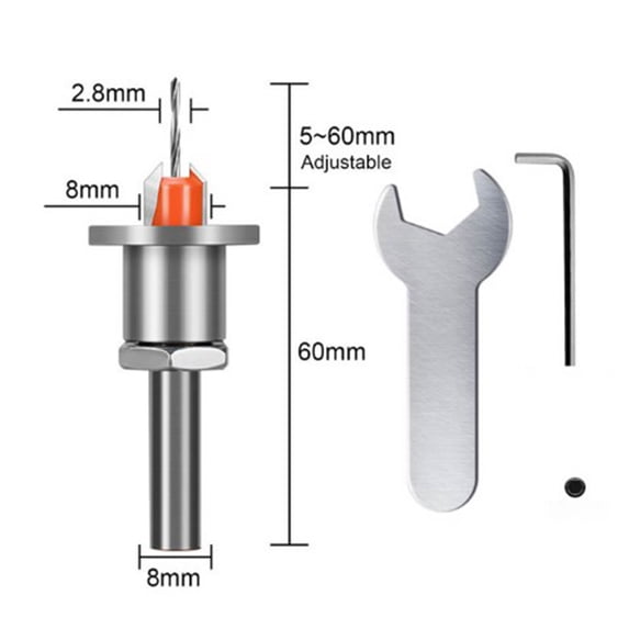 Litake Counter Sink Drill Bit with Adjustment Wrench Woodworking Router Bit Milling Cutter Screw Extractor