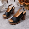 thumbnail image 5 of Viluyesy Platform Sandals for Womens, Peep Toe Ankle Strap Chunky Heels Summer Slingback Dressy Shoes Black US9, 5 of 9