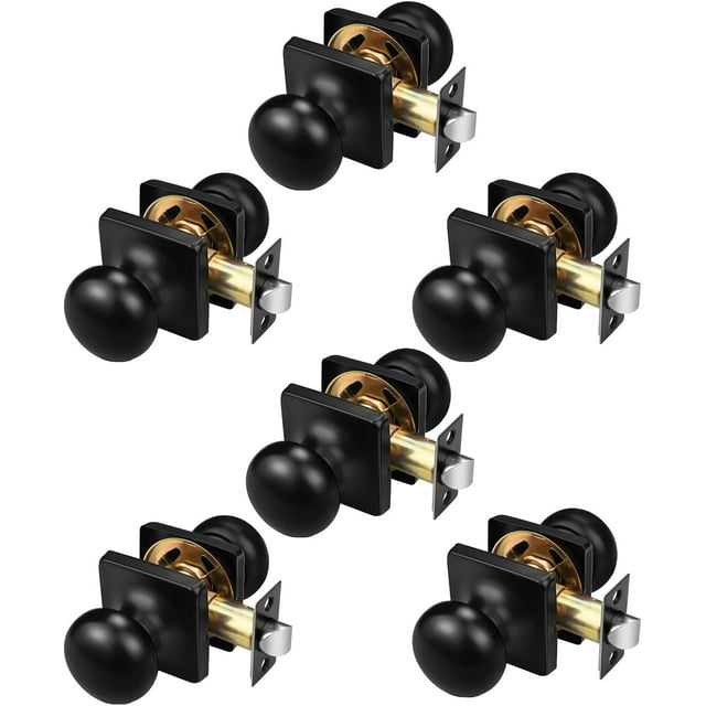Round Passage Door Knobs Interior Matte Door Knobs Indoor Keyless Non-Locking Handle Set for Hallway or Closet Doors Reversible for Right/Left Handed Door