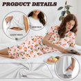 thumbnail image 6 of DISNIMO Peach Printed Women's Pajama Sets Soft Loungewear Summer Ladies Pjs Sets Short Sleeve Tops and Capri Pant Sleepwear with Pockets, XL, 6 of 7