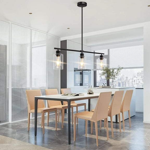 Glass Pendant 3 Light Fixture Kitchen Island Hanging Chandelier Lighting Black