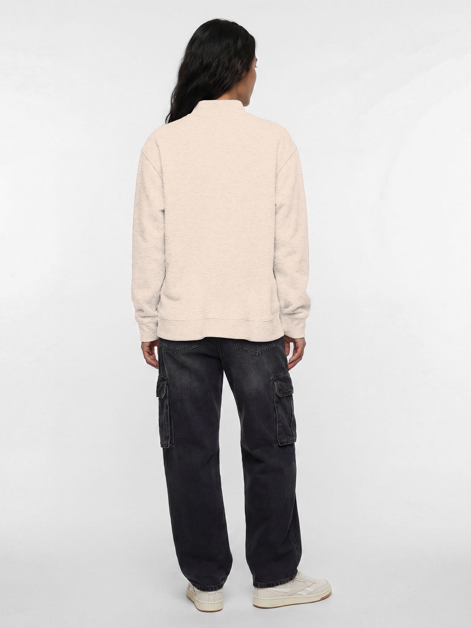 Buffalo Bills Reebok Womens Oat Mock Neck Oversized Tunic Sweatshirt